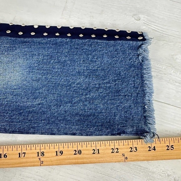 Veronica Beard Ines Cropped Straight-Leg Girlfriend Jeans 28 Blue Rhinestones - Picture 14 of 16